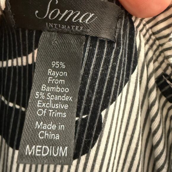 Soma Womens Strapless Striped Floral Dress Medium Black Gray White - Picture 5 of 5